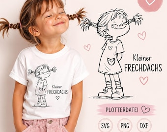 Archivo para plotter de camisetas infantiles SVG PNG DXF | Archivo para plotter de niñas Little Rascal | SVG para niños Cricut Silhouette Brother | Niño de jardín de infantes