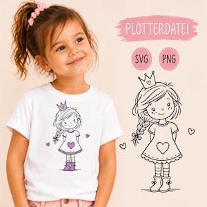Little Princess Plotter File SVG PNG | Girl Plotter File with Crown | Children's Shirt SVG | Cricut Silhouette Brother