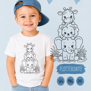 Baby Safari Plotterdatei svg png dxf - Elefant Löwe Giraffe Kinder Shirt Dschungel svg Kindergarten Kind Schneidedatei - Cricut & Silhouette