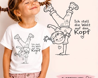 Archivo para plotter de camisetas infantiles SVG PNG DXF | Archivo para plotter de niñas Mundo al revés | SVG para niños Cricut Silhouette Brother | Niño de jardín de infancia