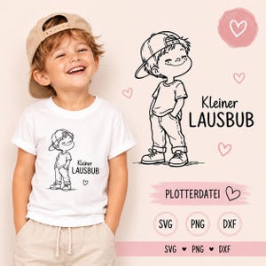 Cutting file for boy (SVG, PNG, DXF) | Little rascal saying (SVG) | Children's shirt cutting file (Criteria Silhouette) | Kindergarten child cutting file