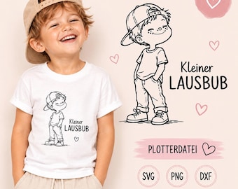 Archivo de corte para niño (SVG, PNG, DXF) | Frase de pequeño travieso (SVG) | Archivo de corte para camiseta infantil (Criteria Silhouette) | Archivo de corte para niño de jardín de infancia