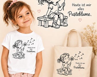 Archivo de corte para niñas, SVG, PNG, DXF | Archivo de corte para camisetas infantiles | Hoy todo es diente de león | Archivo Cricut | Archivo de corte para motivos infantiles, SVG