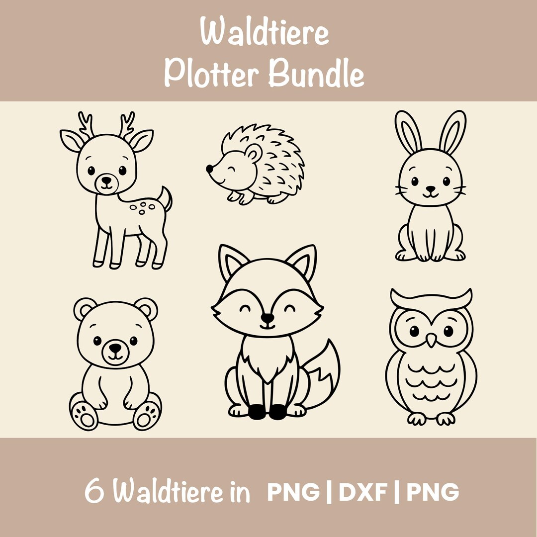 Forest Animals Plotter File SVG Bundle | Svg Dxf Png Plotter File ...