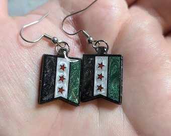 Syrian Revolution Flag Earrings 1"