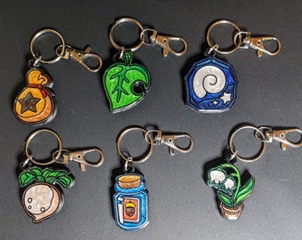 Llaveros de artículos de Animal Crossing de 1,5"