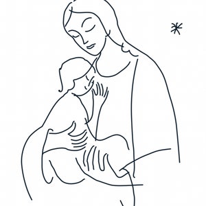 Madonna col Bambino, Disegno, Saluti, Cartolina, Poster, Stampa, Download, Inchiostro, Cura, Amore
