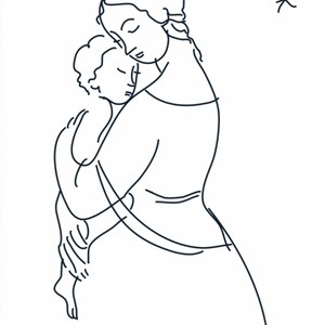 Madonna col Bambino, Disegno, Saluti, Cartolina, Buono regalo, Stampa, Download, Inchiostro, Cura, Amore