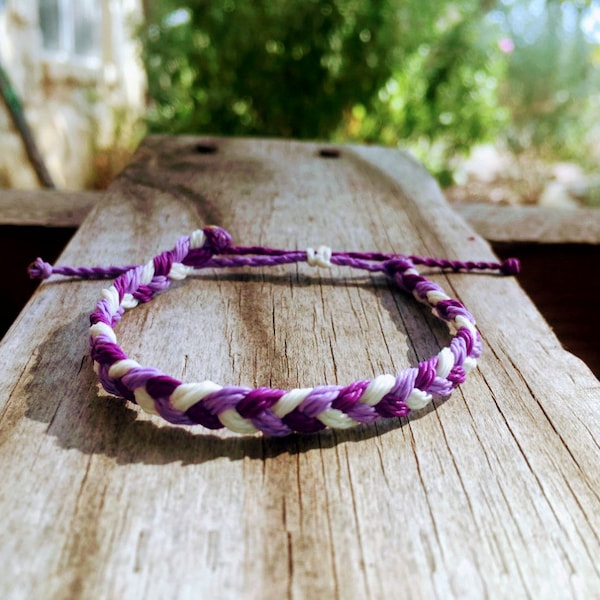 October Domestic Violence Awareness Month Waterproof Braided Bracelet, Waxed String Bracelet, Boho Bracelet