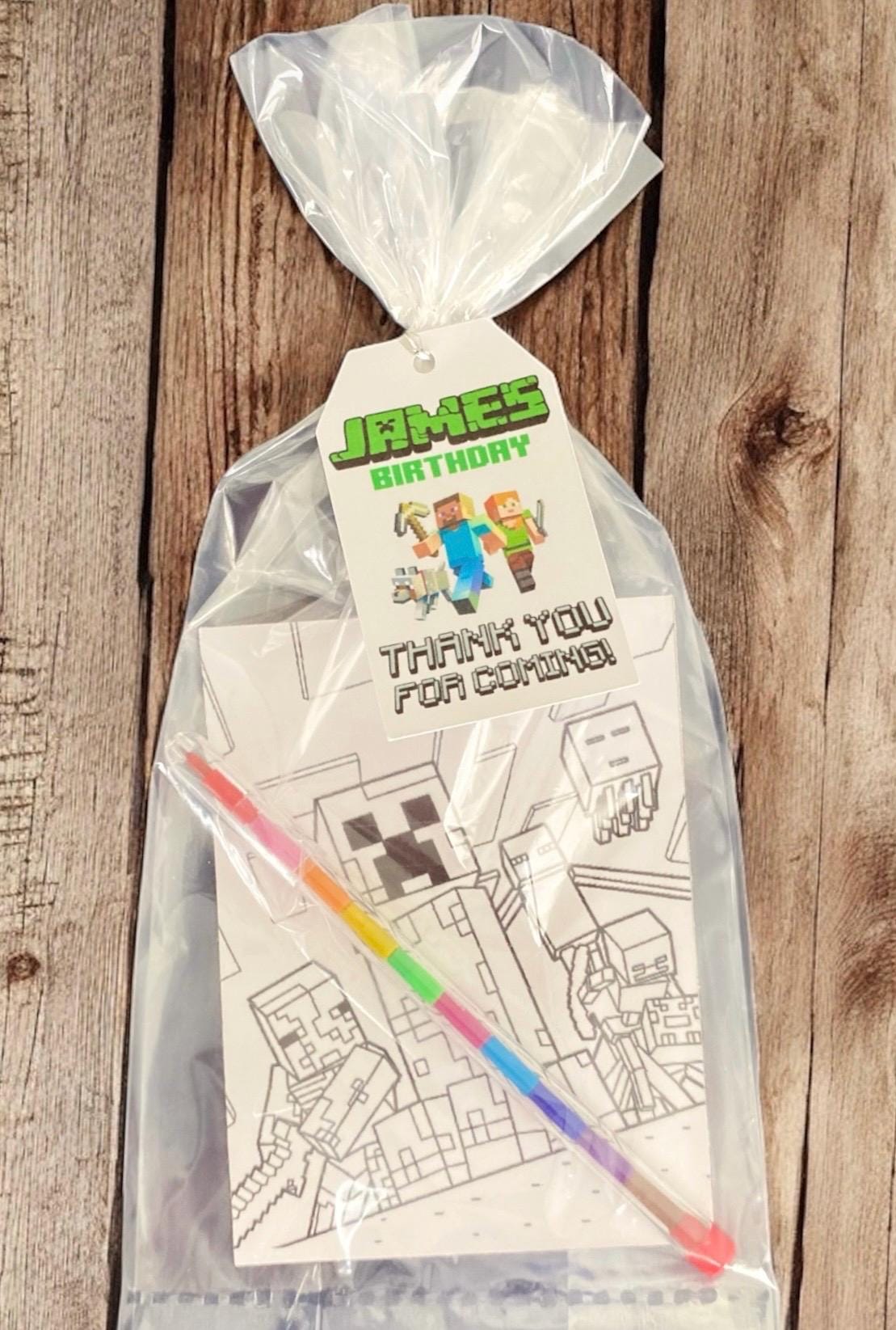 5-Pack Minecraft Party Bags – Green Paper Goody Bags For Fans