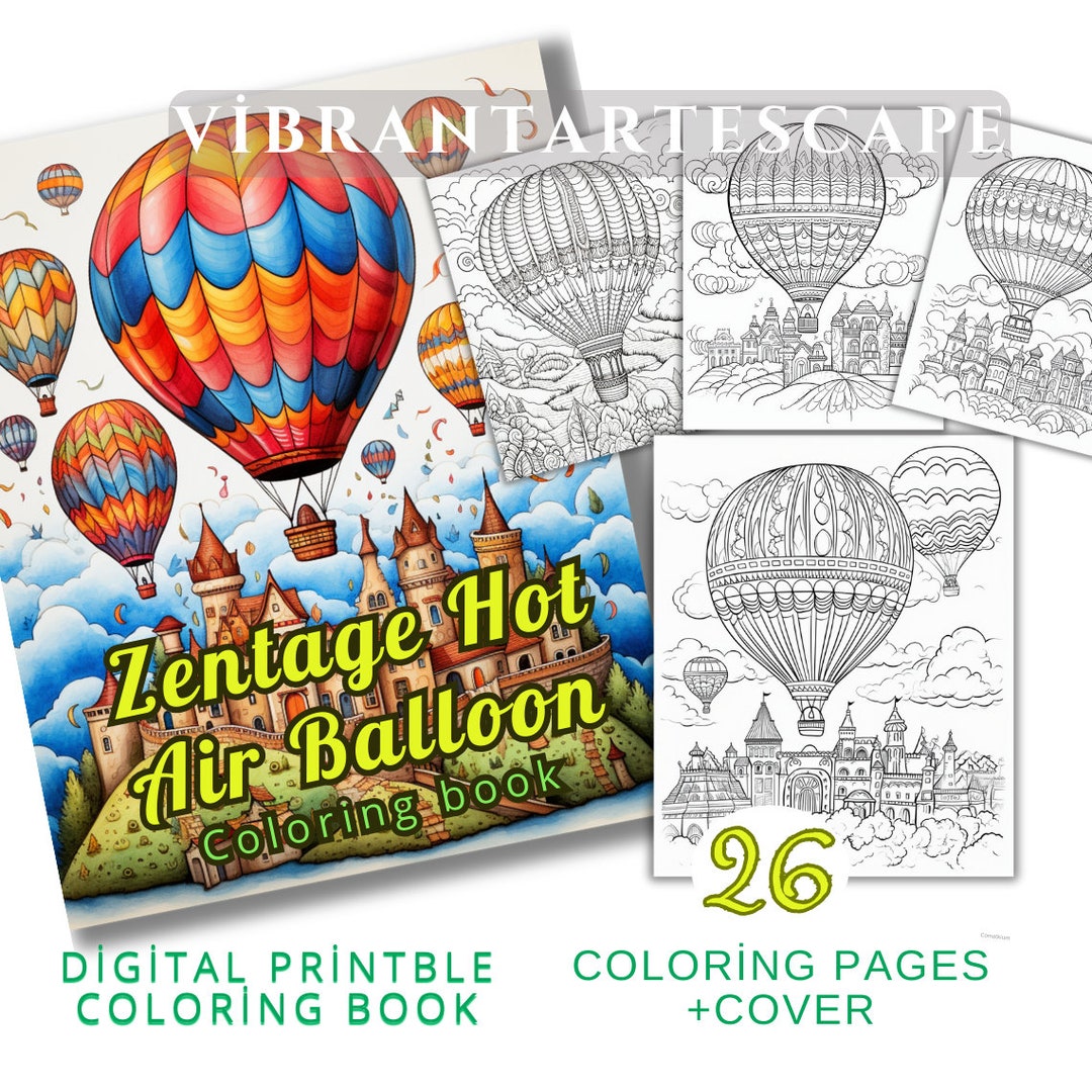 Zentage Hot Air Balloon Coloring Book -hot Air Balloon Coloring Page ...