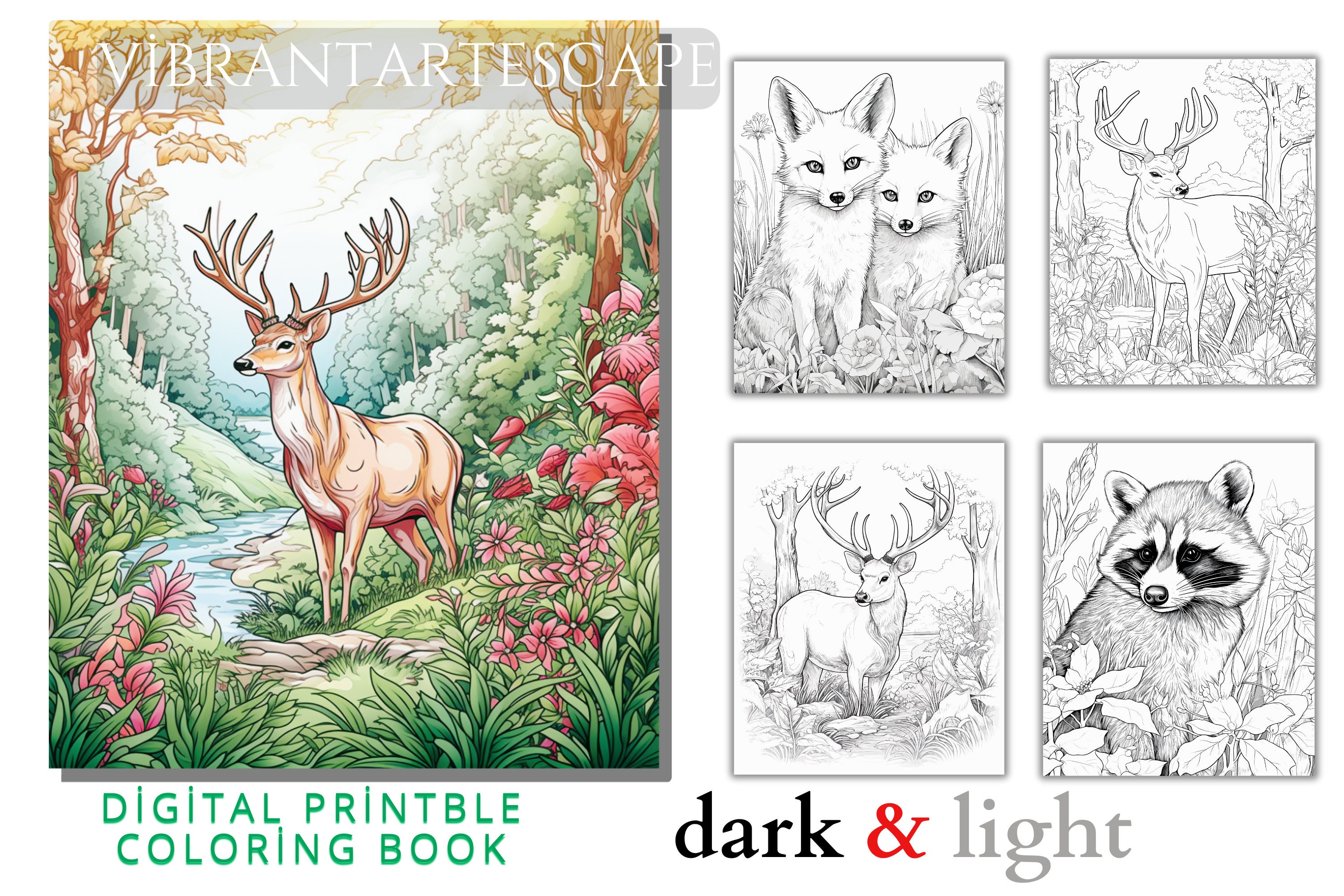 Wild Animals Coloring Book-wild Animals Coloring Pages-wild Animals ...