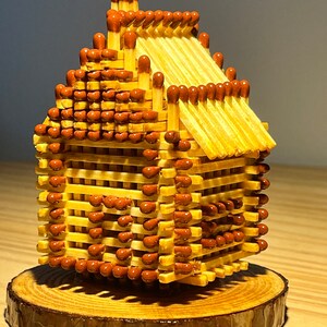 Matchstick House - Medium w/platform (347308), Gift for Her, Gift for Him, Gift for Kids, Best Gift, Gift for Mom, Gift for Dad,