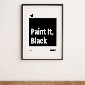 Arte da parete con poster musicale, Dipingilo nero, Stampa minimale, The Rolling Stones, Arte da parete moderna, Decorazione per la casa, Regalo, Download digitale, Codice QR