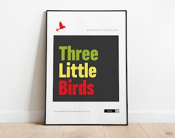 Three Little Birds Print, Bob Marley Inspired Wall Art (Digital Download)
