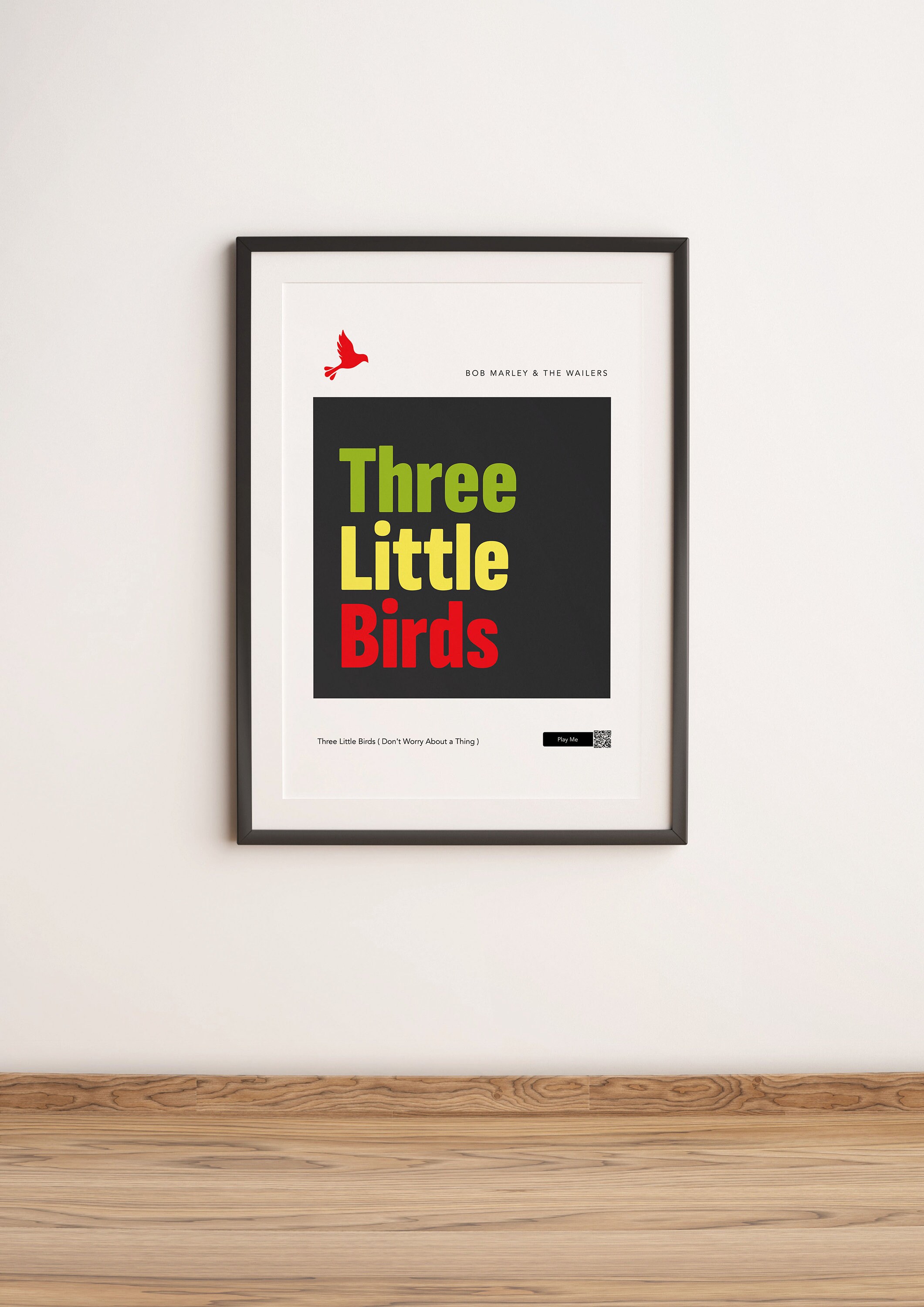 Music Inspired Wall Art, Three Little Birds, Minimal Print, Bob Marley
