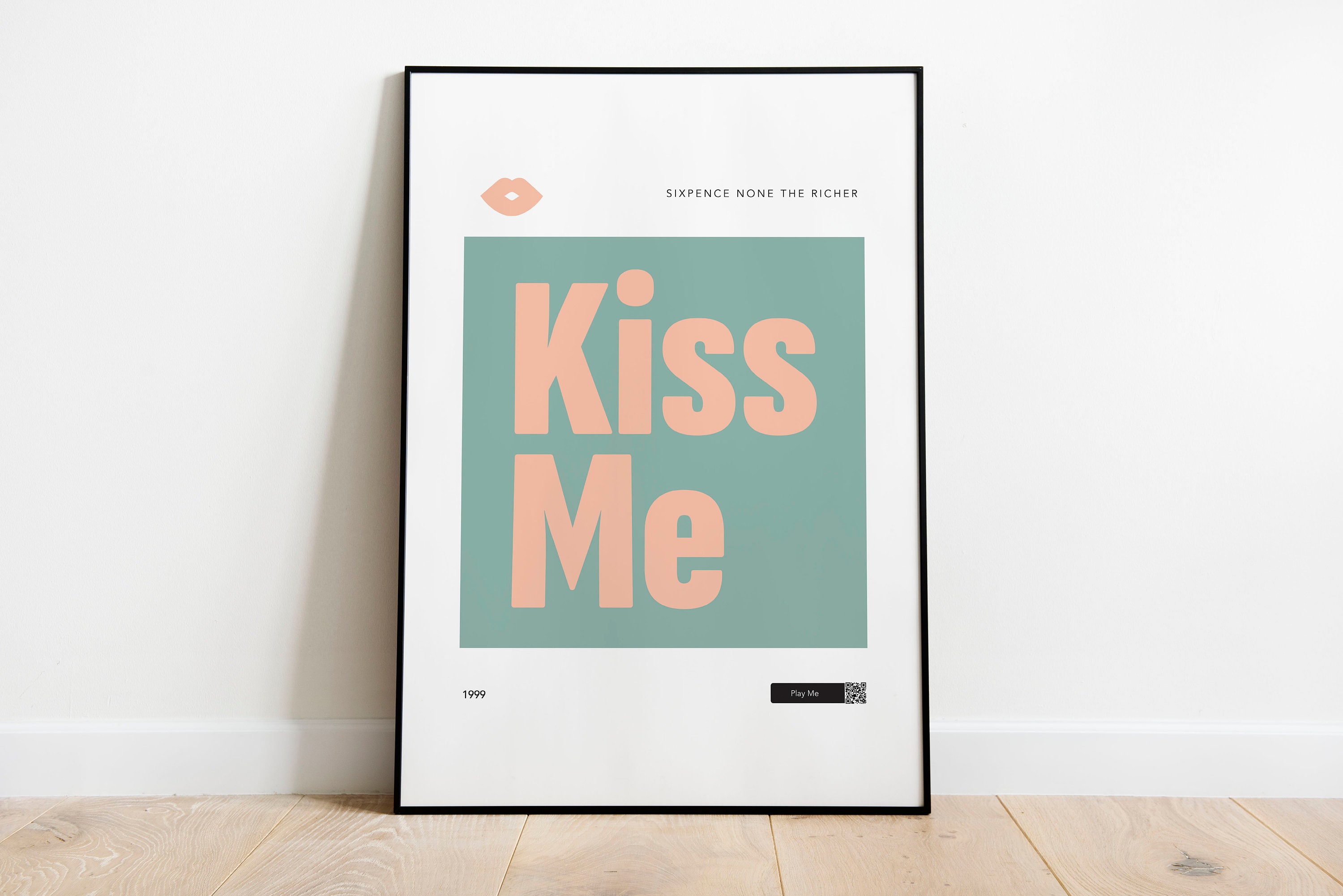Music Wall Art, Kiss Me, Sixpence None the Richer, Minimal Print