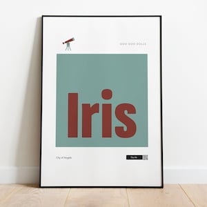 Music Wall Art, Iris, Goo Goo Dolls, Minimal, Modern Wall Art, Home Decor, Gift, Airbnb, Digital Download, QR Code