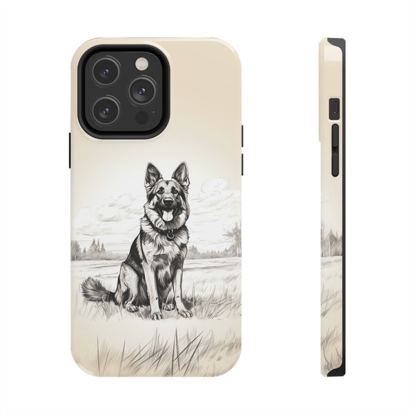 German Shepherd Tough iPhone Case, Dog Portrait Phone Case for Dog Lovers, Gift for German Shepherd Owner, iPhone 14 13 12 11 X 8 7