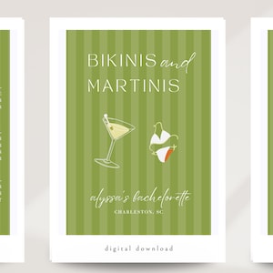 Editable Bachelorette Itinerary Template (5x7) - Bikinis & Martinis (Three-Pager)