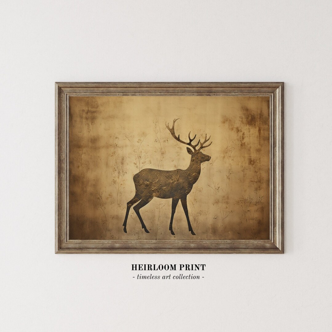 Printable Reindeer Wall Art Christmas Reindeer Decor Vintage Christmas