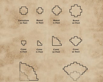 Plantillas de hechizos - Metal - Compatible con Dungeons & Dragons y Pathfinder