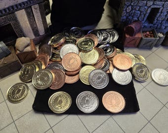 60 DnD Metal Game Coins - Tabletop Gaming - Cosplay - LARP - Fantasy RPG