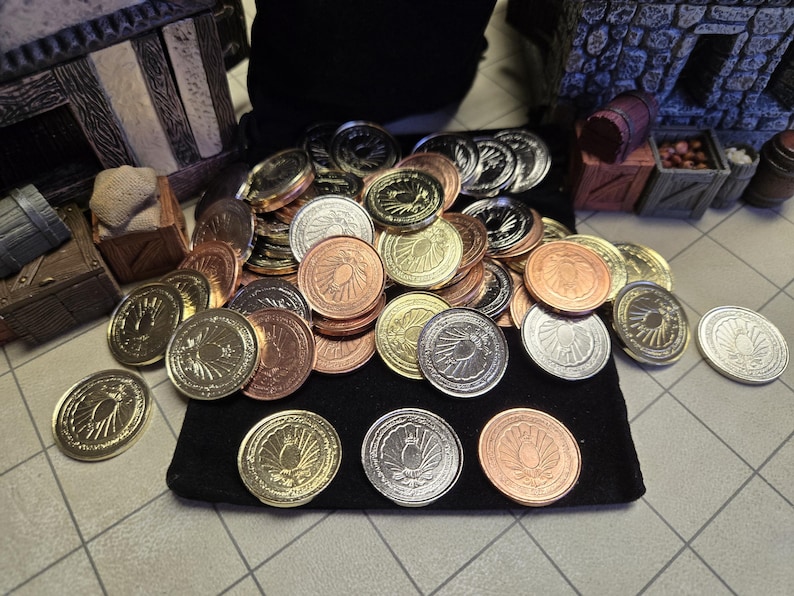 60 monedas de metal para DnD - Juegos de mesa - Cosplay - LARP - RPG de fantasía imagen 1