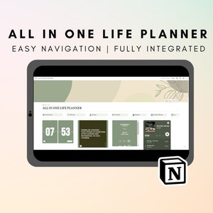 Modelo de noção tudo em um, painel de noção, autocuidado e planejador financeiro, planejador de TDAH, organizador de alunos, rastreador de condicionamento físico, planejador diário