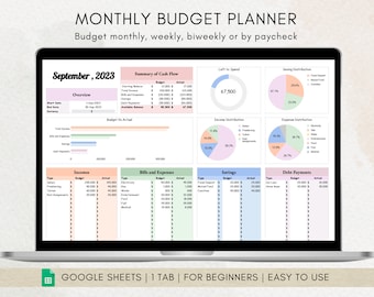Monthly Budget Spreadsheet, Google Sheet Budget Planner, Spreadsheet Template, Financial Planner, Paycheck Budget Planner, Expense Tracker