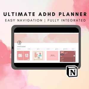 Ultimate ADHD Planner, Notion Template, Notion Dashboard, Self-Care & Financial Planner, Student Organizer, Fitness Tracker, Daily Planner
