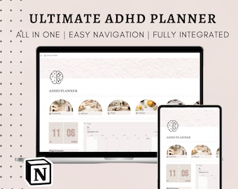 Ultimate ADHD Planner, Notion Template, Notion Dashboard, Self-Care & Financial Planner, Student Organizer, Fitness Tracker, Daily Planner