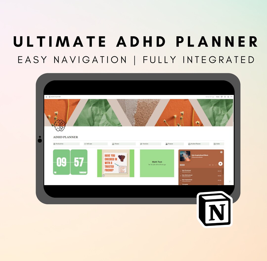 Ultimate ADHD Planner, Notion Template, Notion Dashboard, Self-care ...
