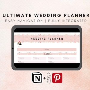 All In One Wedding Notion Planner,  Notion Template, Notion Planner, Notion Dashboard, Wedding Checklist, Wedding Budget, Wedding Timeline