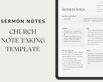 Minimalist Sermon Notes Template | Printable Church Notes (Digital Download)