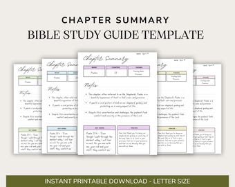 Digital Bible Study Template | Chapter Summary Notes (Digital Download)