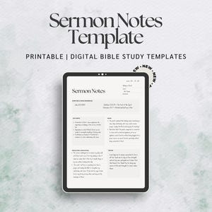 Minimalistische Predigt Notizen |  Druckbar | GoodNotes | Digitale Predigt Notizen | Notizen zur Kirche, Predigt Notizbuch | Predigt Notizen Vorlage