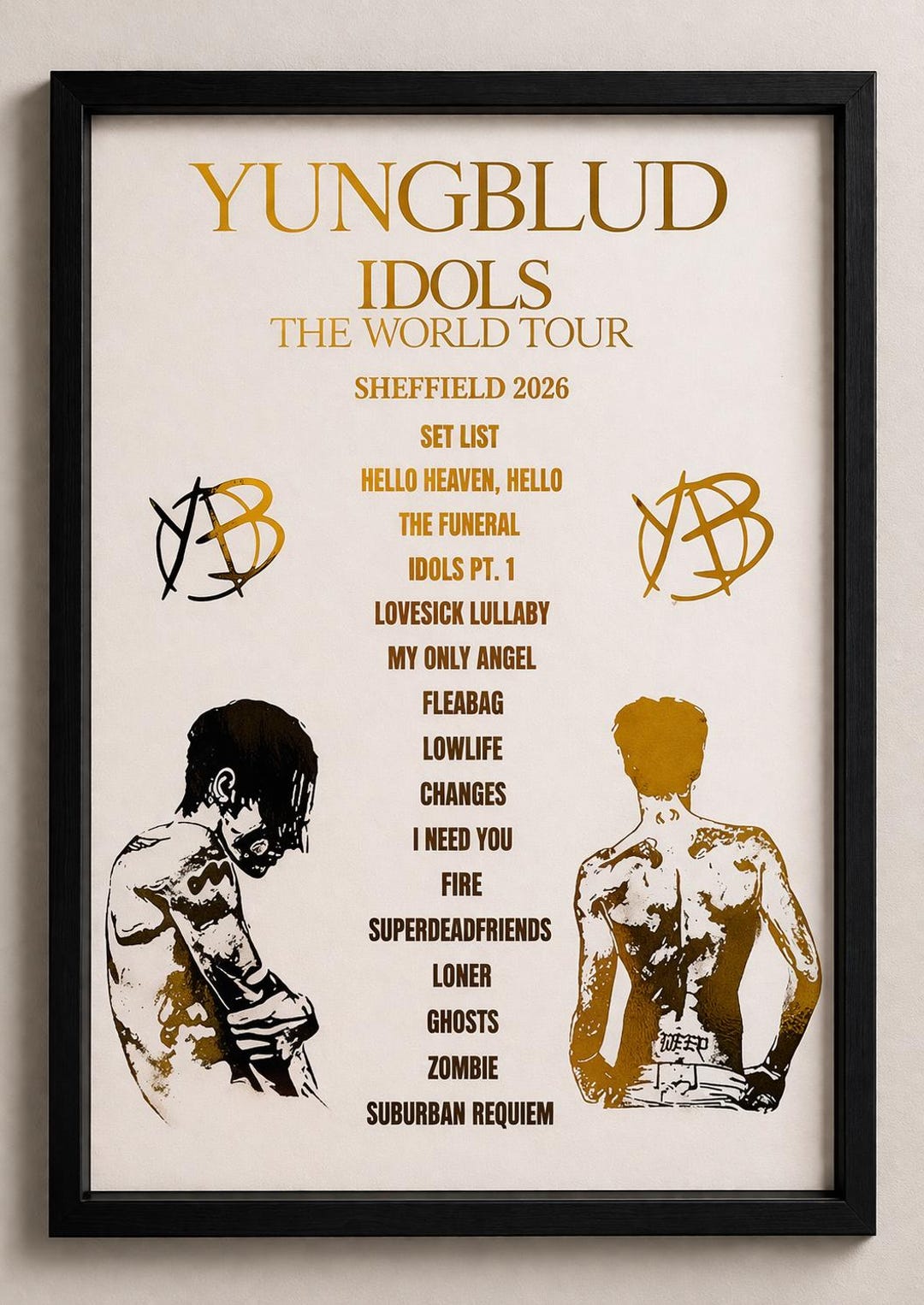 A4 Foiled Yungblud Setlist, Personalised Set List, Idols Tour