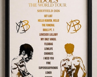 A4 Foiled Yungblud Setlist, Personalised set list, Idols tour, Concert setlist