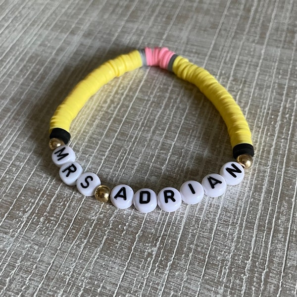 Customizable Teacher’s name pencil bracelet made to your size