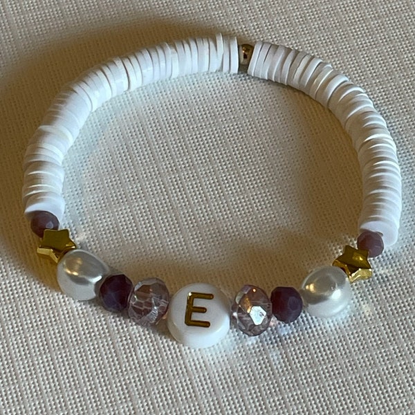 Purple Crystal Heishi bead Bracelet made to your size