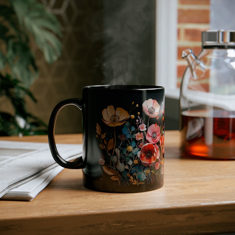 Pressed Flowers Design, Wildflowers Mug, Handmade Ceramic Coffee Cup ...