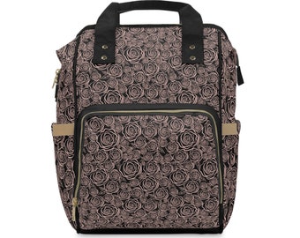 Roses Multifunctional Diaper Backpack, Diaper Bags, Baby Shower Gifts, Baby Travel Accessories