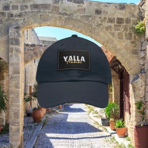 Gorra de béisbol Yalla Habibi: parche de piel sintética, gorra de sarga unisex