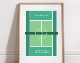 Pickleball Platz Kunst Druck, Paddle Up Design (Digitaler Download)