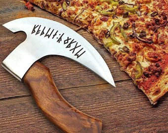 The Original custom hand forged pizza Axe , Viking pizza cutter axe , Viking Bearded Camping Axe, Best Birthday & Anniversary Gift For Him