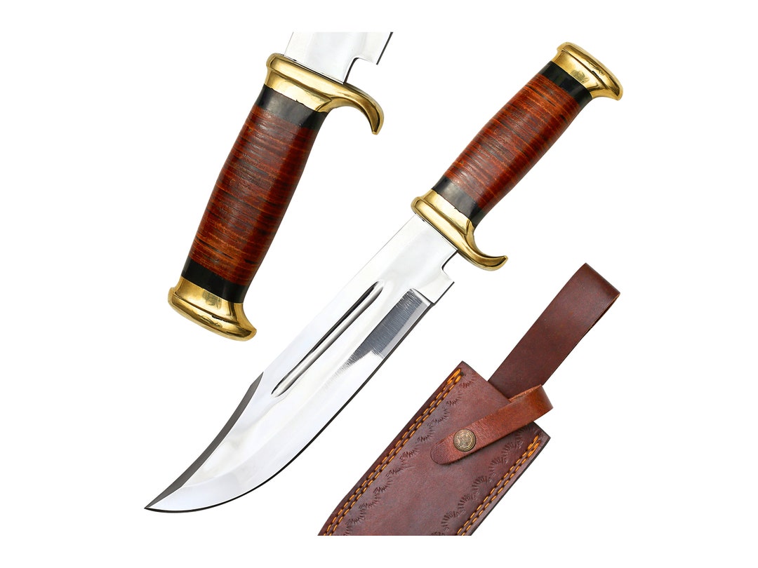 Handmade Bowie Knife With Sheath Crocodile Dundee Knife D2 Steel, Best