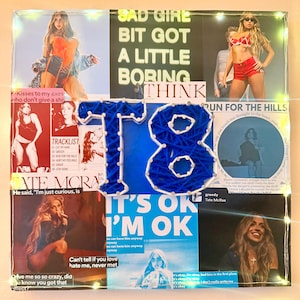 Lighted Tate McRae “Think Later” Tour Light-Up Collage | Handmade 1ft x 1ft String Art WOODEN Board | Room Decor | Lights INCLUDED