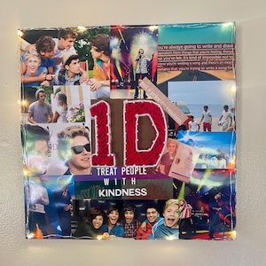 Beleuchtete One Direction Aesthetic Wall Decor (1 x 1 Fuß Holzbrett mit Beleuchtung)