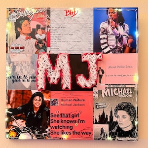 Michael Jackson King of Pop wall decor (1ft by 1ft lit up) poster + collage + gift+ old music + BAD + Thriller +Billie Jean + MJ HumanNature